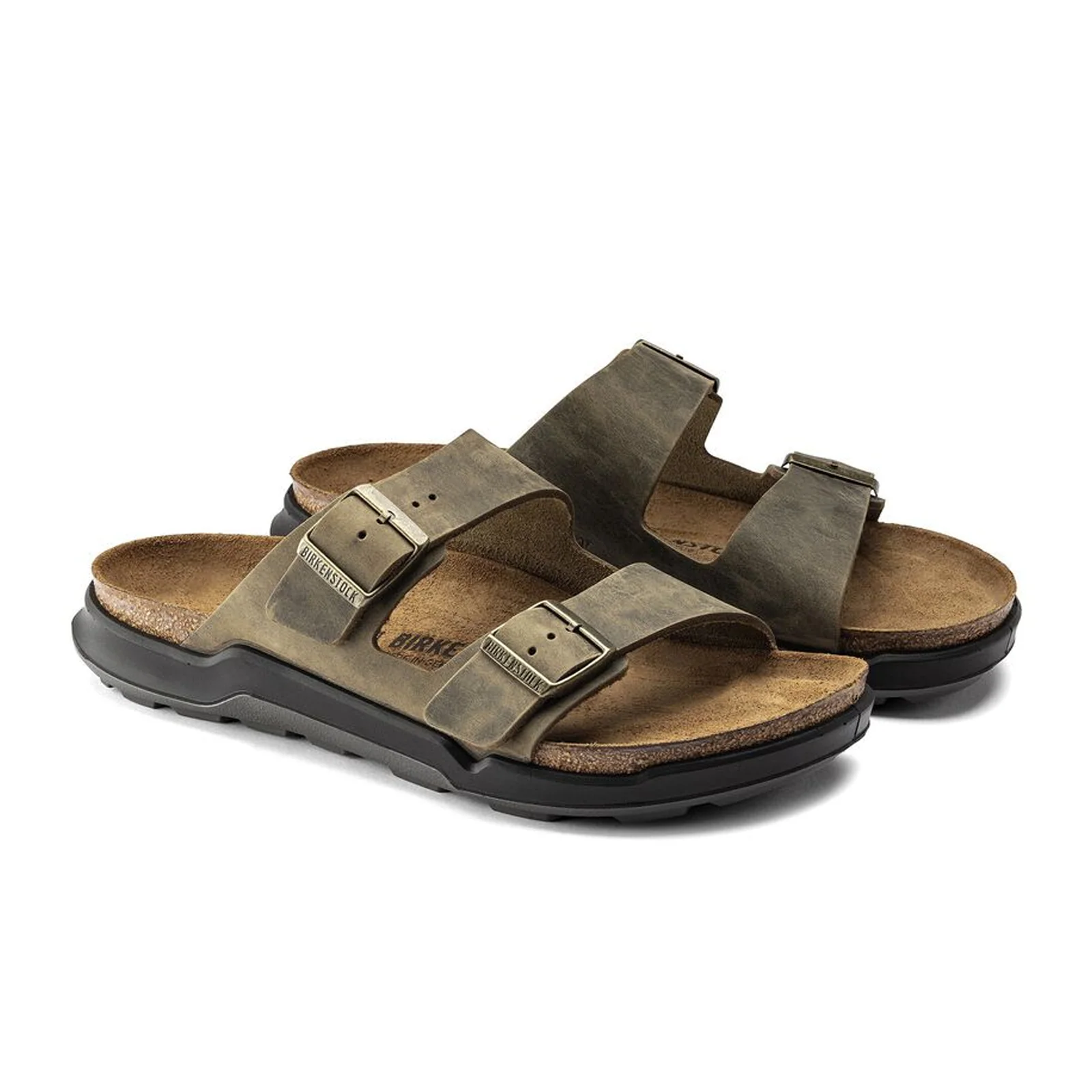 Birkenstock Arizona Crosstown Slide Sandal (Men) - Faded Khaki Oiled Leather - Image 4