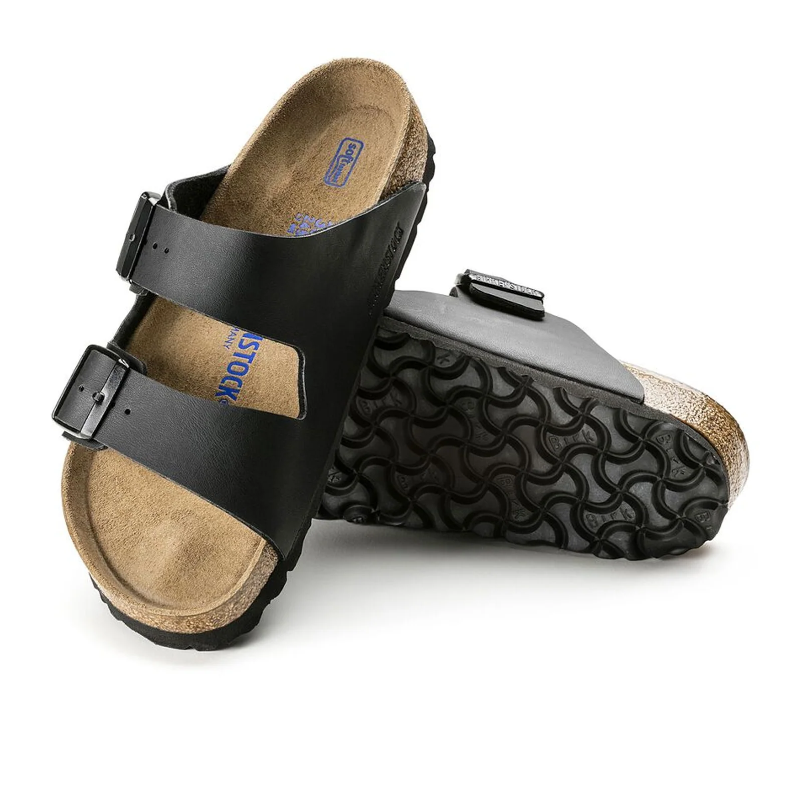 Birkenstock Arizona Soft Footbed Slide Sandal (Unisex) - Black Birko-Flor - Image 3
