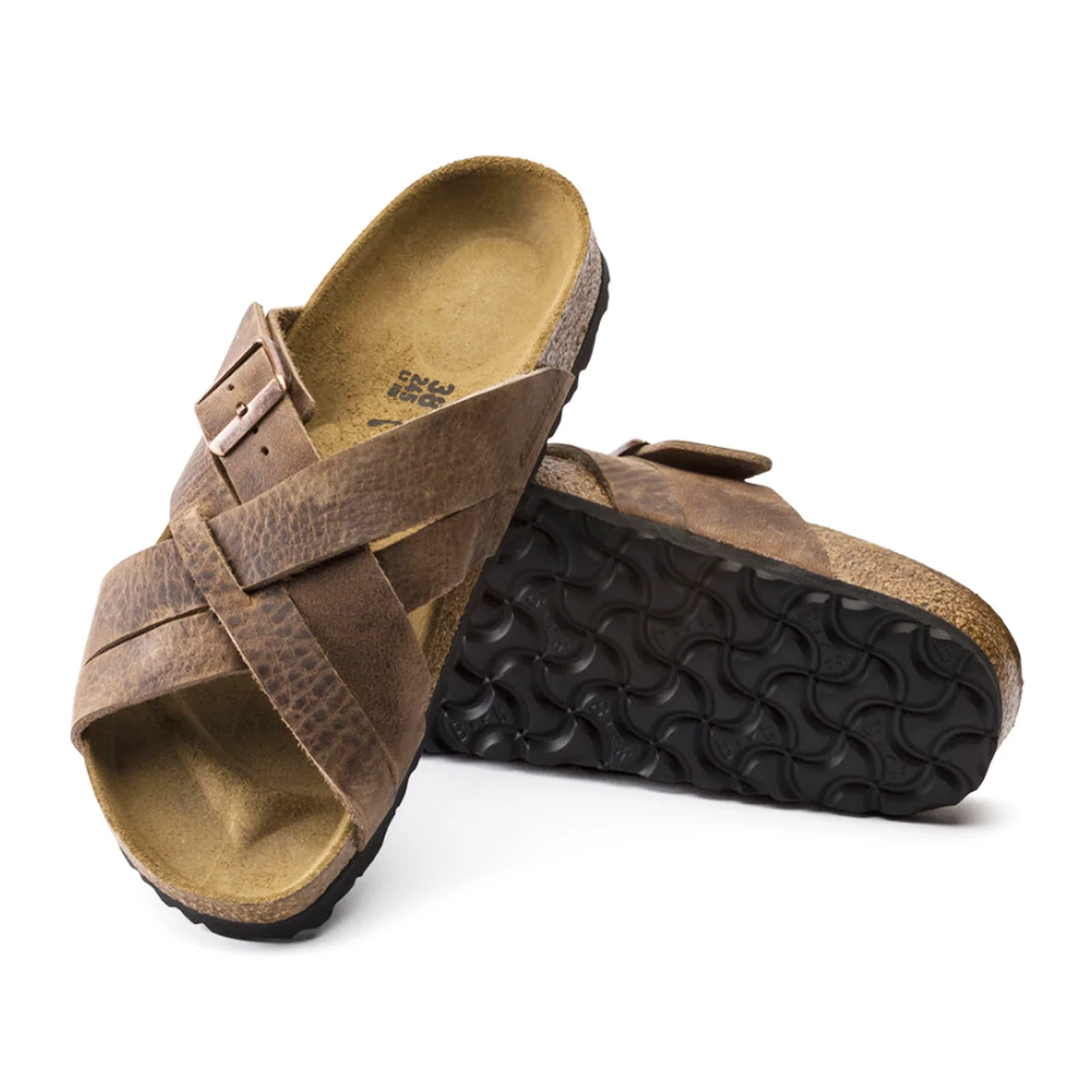 Birkenstock Lugano Slide Sandal (Unisex) - Camberra Tobacco Oiled Leather - Image 3