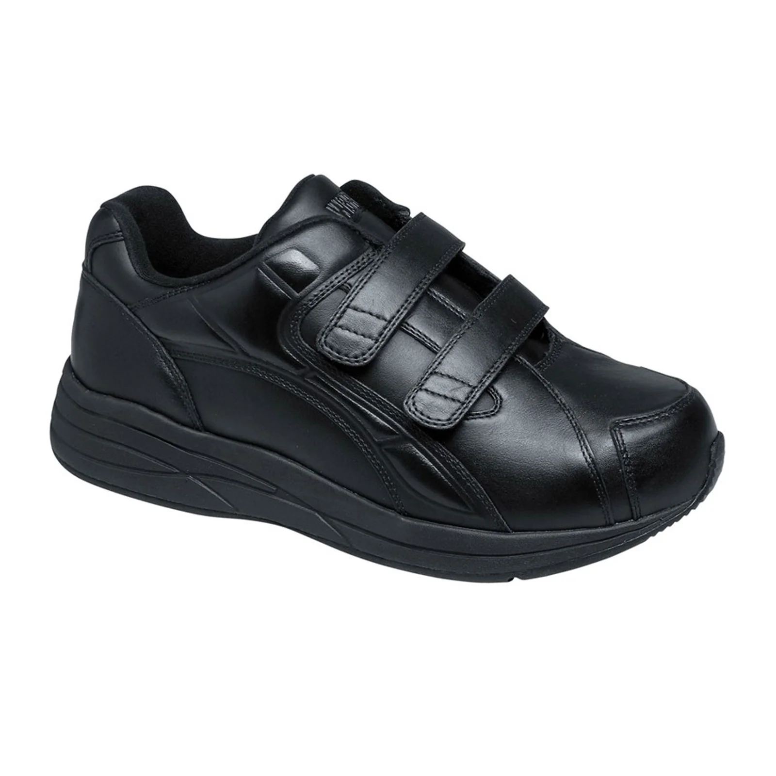 Drew Force V Hook and Loop Walking Shoe (Men) - Black Leather - Image 3